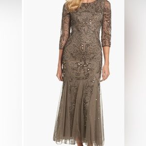 Mother of Bride Dress - Pisarro Nights Illusion Sleeve Beaded A-Line Gow…